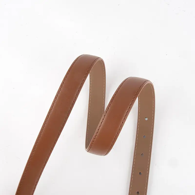 Coffee Color Genuine Leather Twist Buckle Belt for Women - Image 27