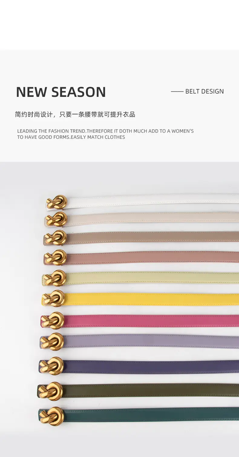 Coffee Color Genuine Leather Twist Buckle Belt for Women — feature 4