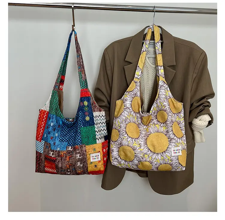 Women's Sunflower Print Shoulder Bag Large Capacity Yellow — feature 3