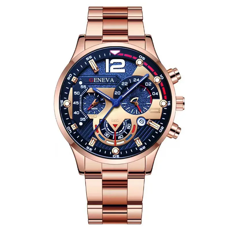 Factory Direct Sales Men's Watch Steel Band Calendar Quartz Sports Luminous Pointer Quartz Watch Men's Watch Wholesale