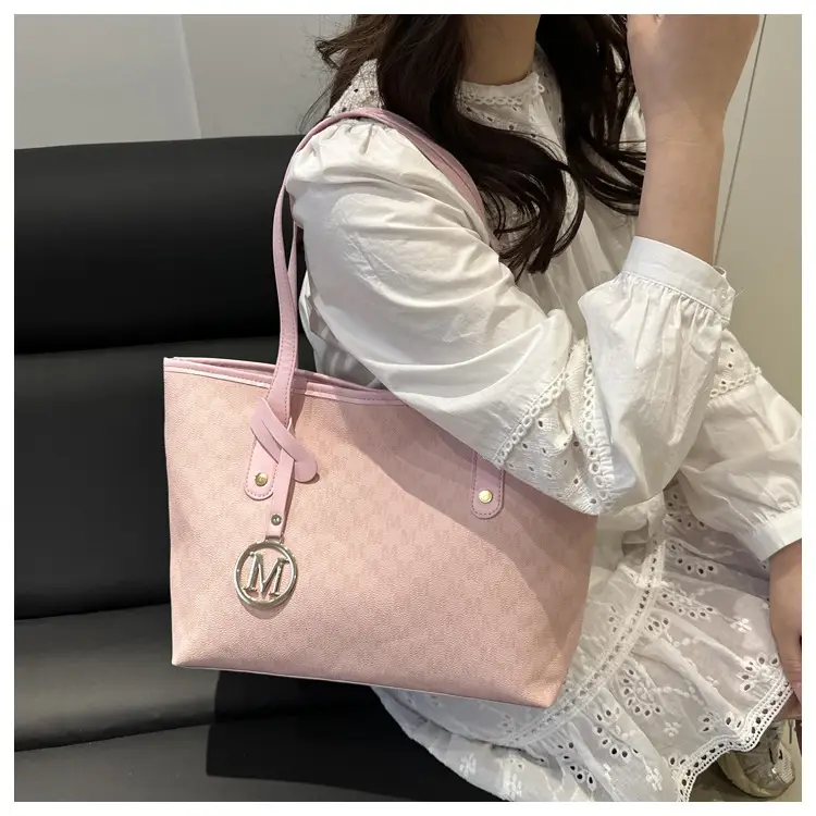 Women's Black Checkered H-Style Shoulder Bag with Gold Logo — feature 17