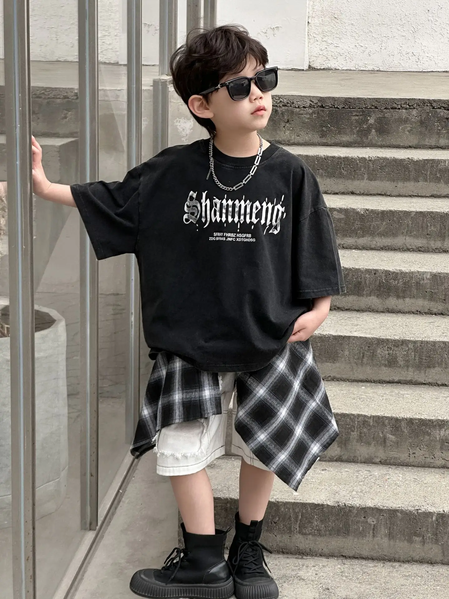 Boys Black Shouwa T-Shirt Short Sleeve Kids 2025 - Image 2