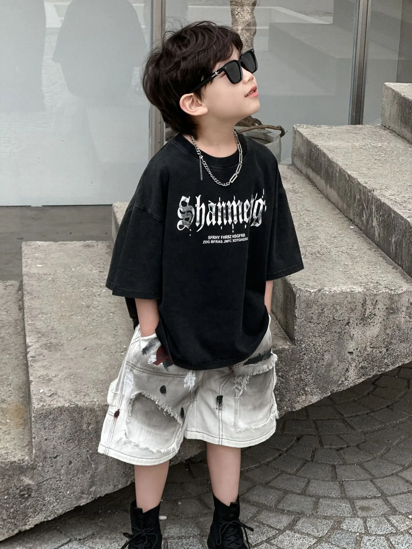 Boys Black Shouwa T-Shirt Short Sleeve Kids 2025 - Image 4