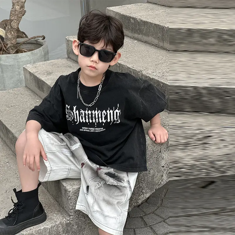 Boys Black Shouwa T-Shirt Short Sleeve Kids 2025 — feature 19