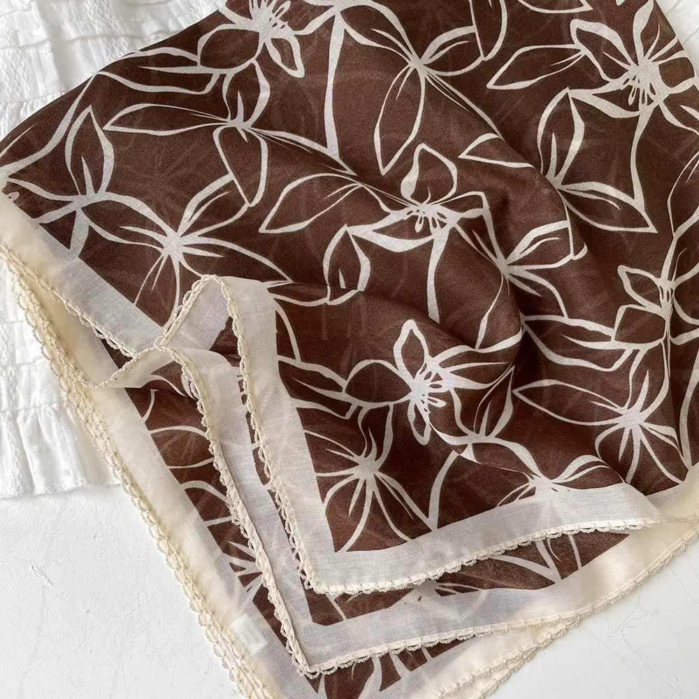 Vintage Cotton Floral Scarf for Women - Image 12