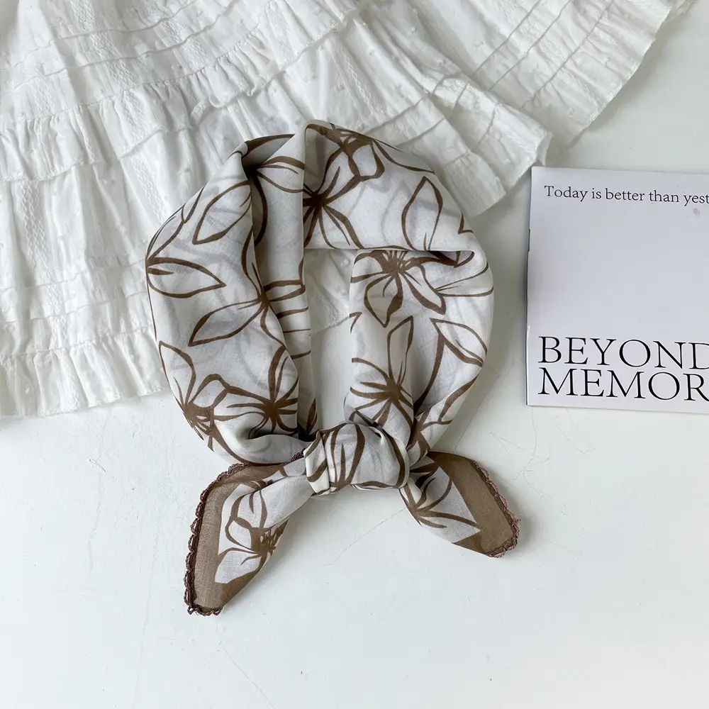 Vintage Cotton Floral Scarf for Women - Image 13