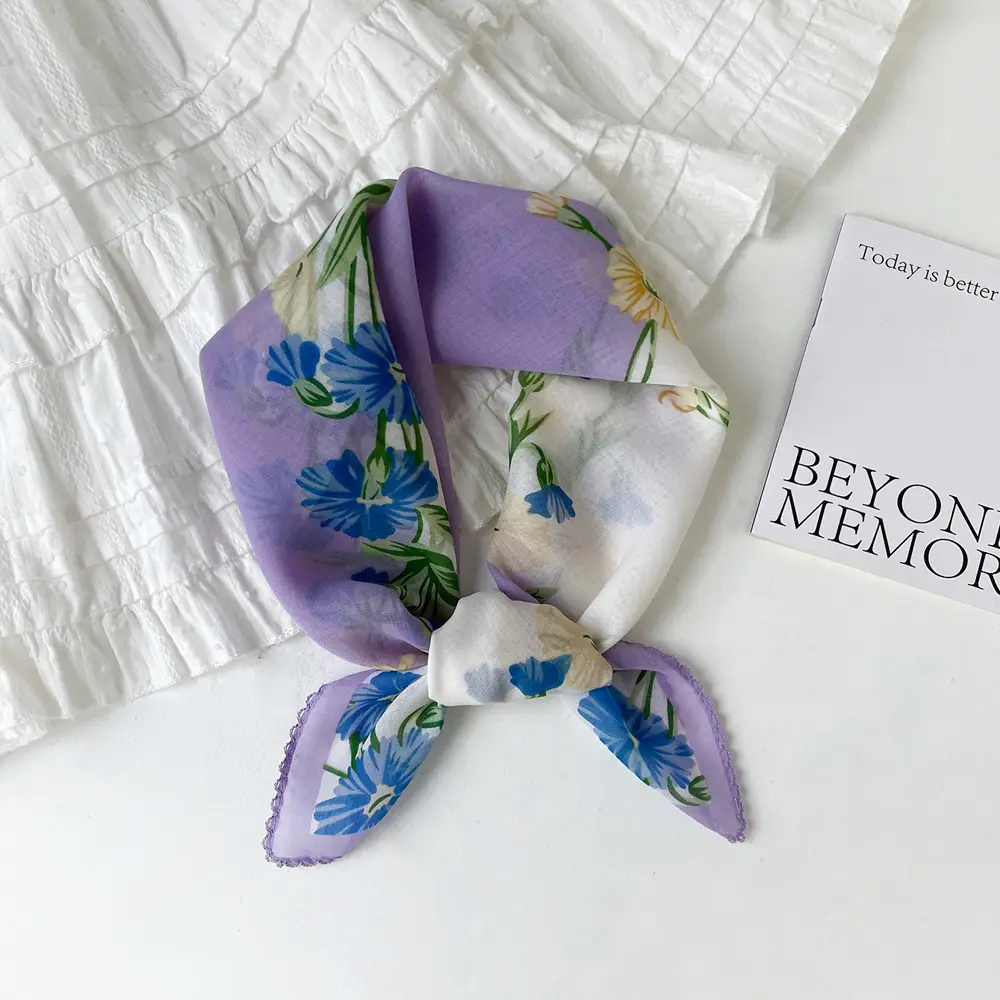 Vintage Cotton Floral Scarf for Women — feature 14