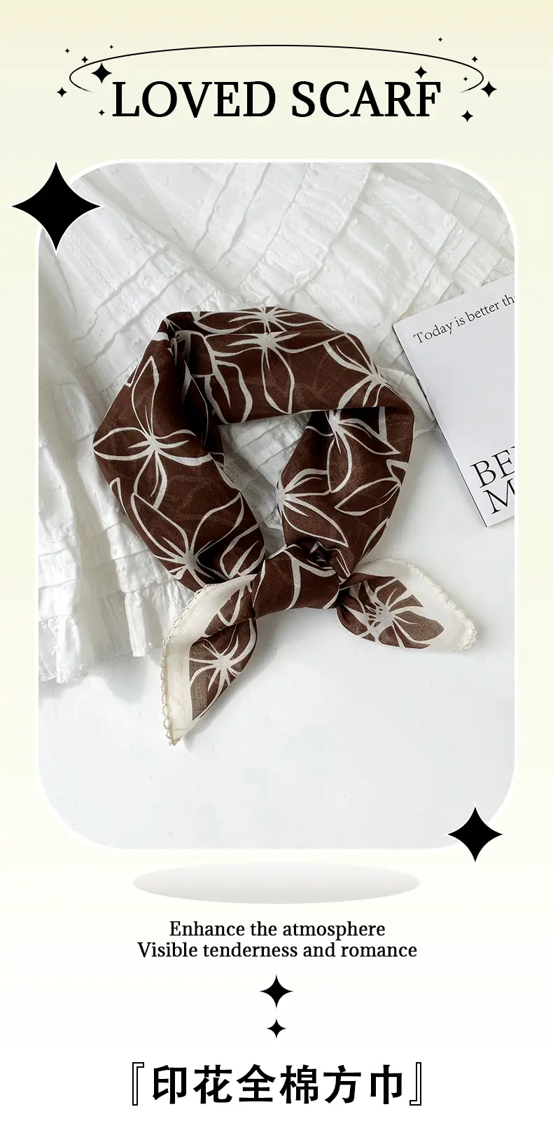 Vintage Cotton Floral Scarf for Women — feature 4