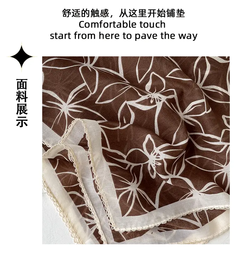Vintage Cotton Floral Scarf for Women — feature 6