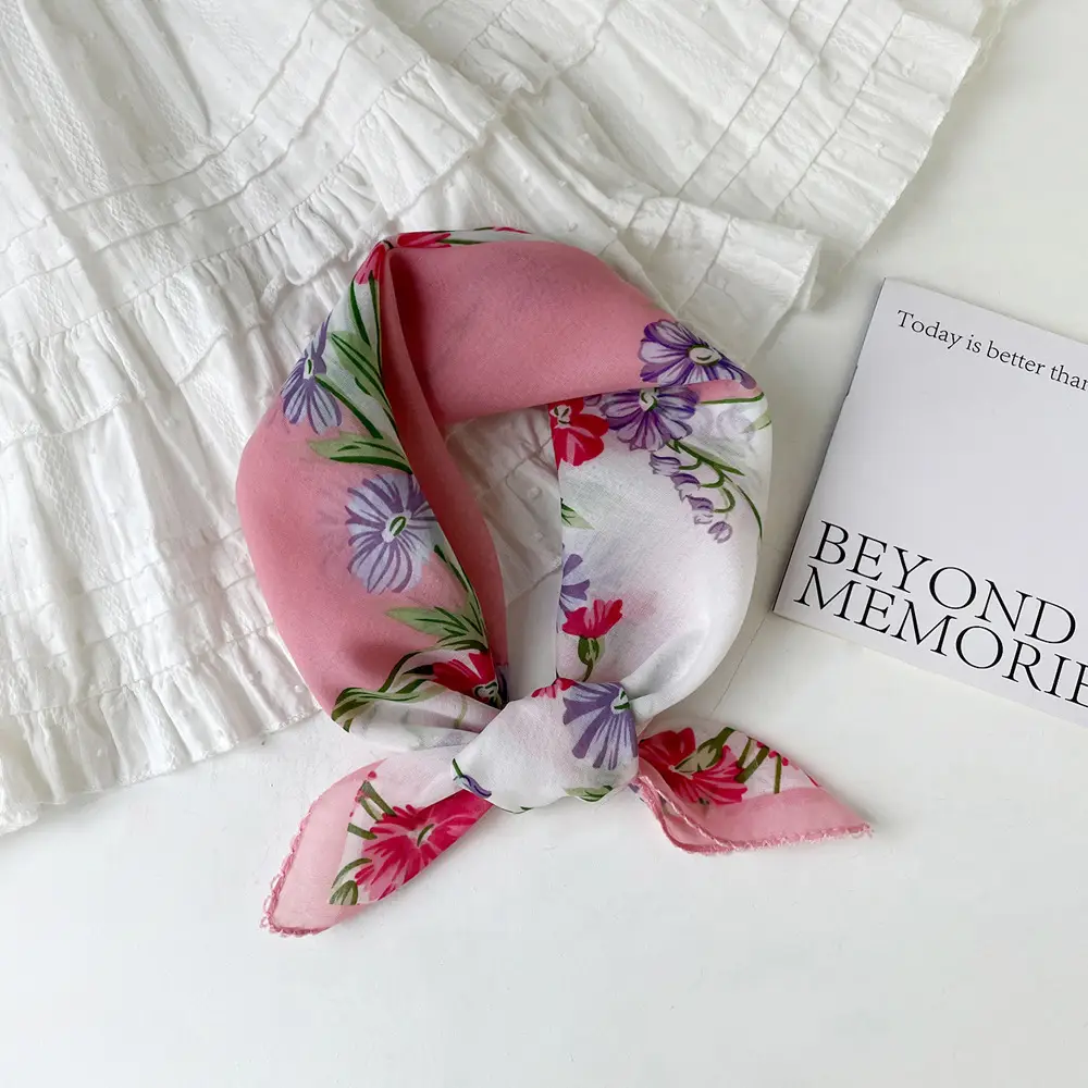 Vintage Cotton Floral Scarf for Women - Image 10