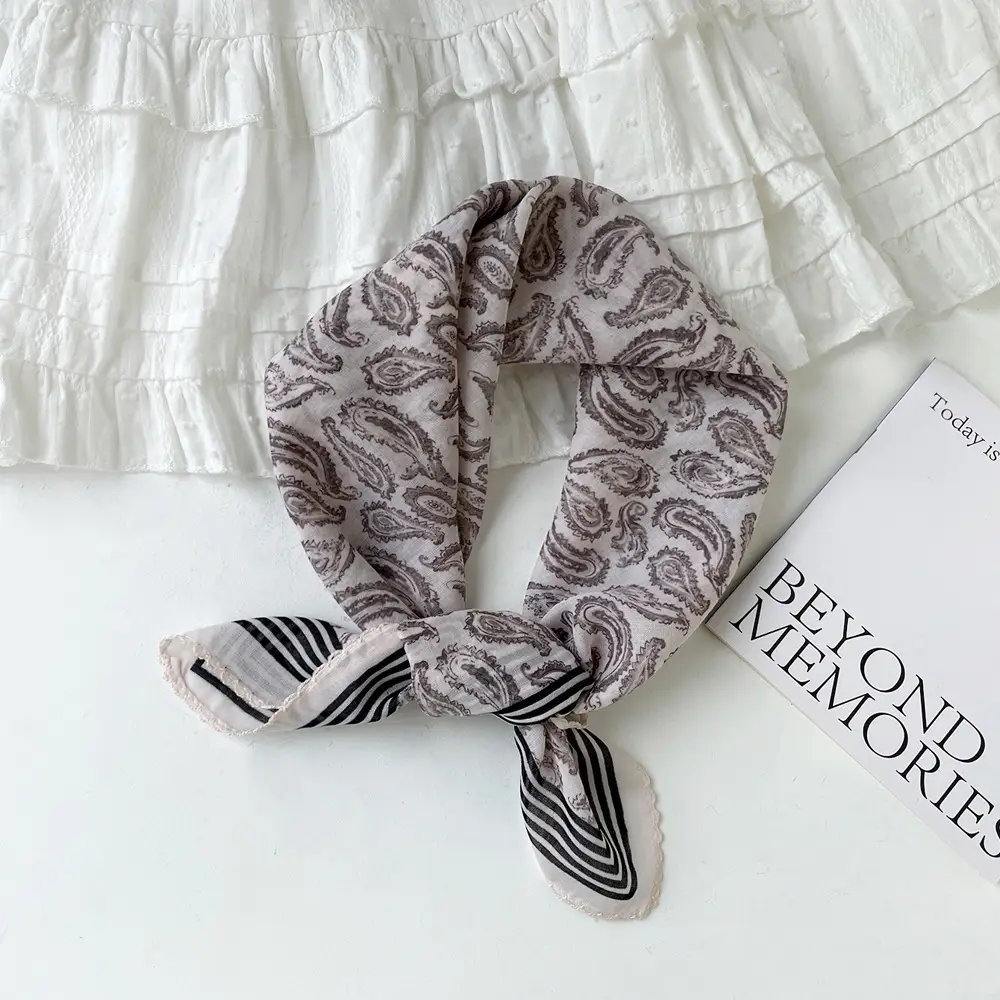Vintage Cotton Floral Scarf for Women - Image 5