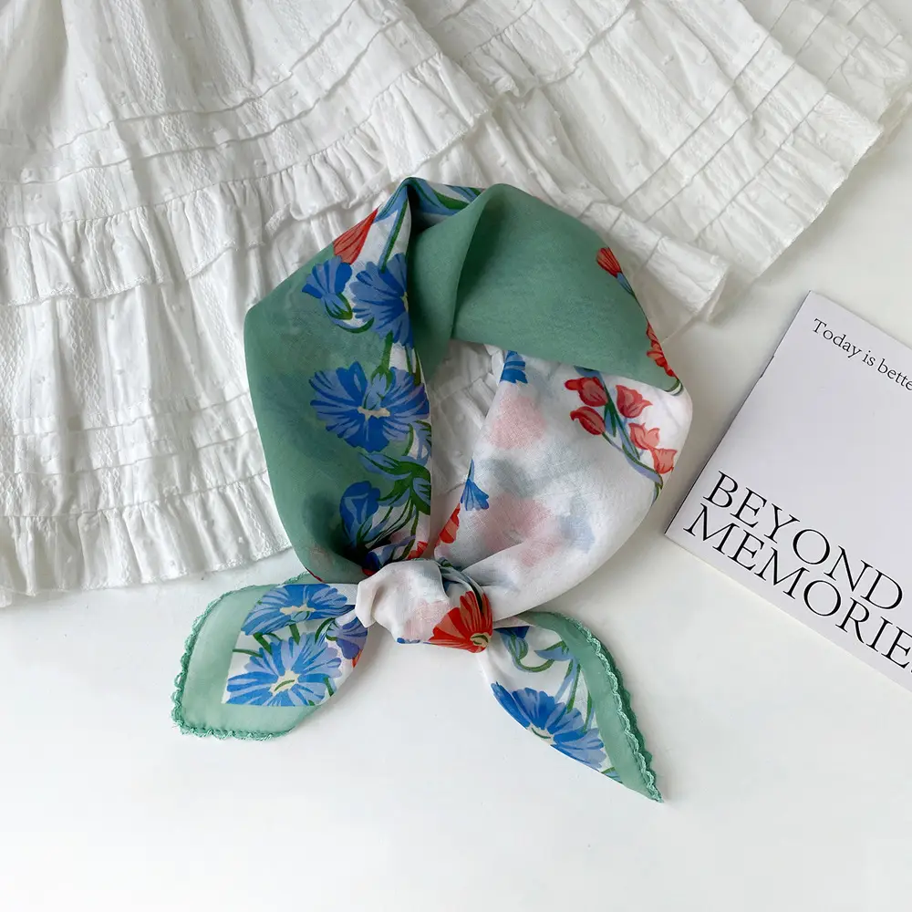 Vintage Cotton Floral Scarf for Women - Image 8