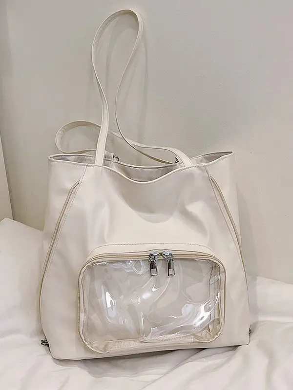 2025 Style Clear Window Shoulder Tote Bag White - Image 2