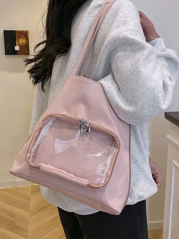 2025 Style Clear Window Shoulder Tote Bag White - Image 5