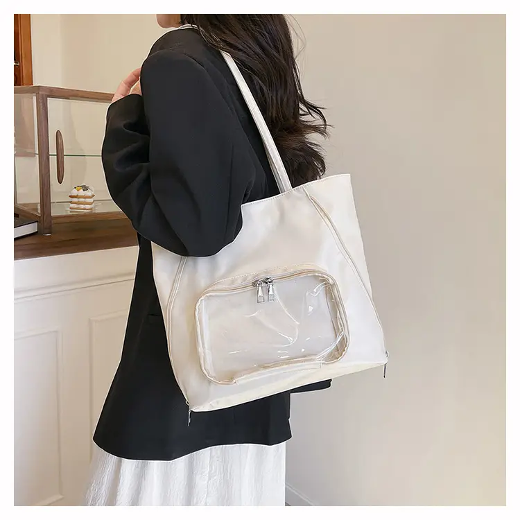 2025 Style Clear Window Shoulder Tote Bag White — feature 10