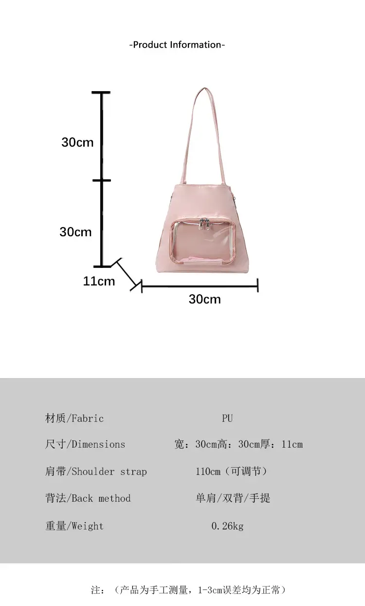 2025 Style Clear Window Shoulder Tote Bag White — feature 2
