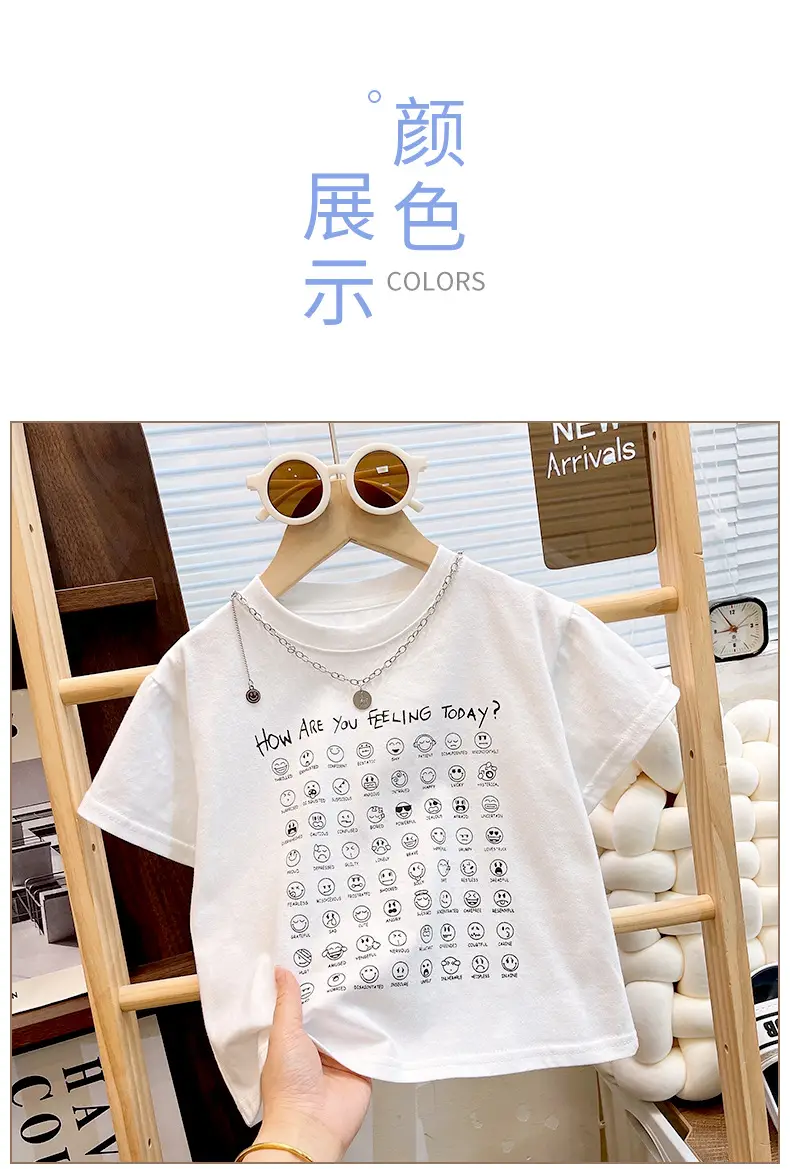 Kids Black Graphic T-Shirt Short Sleeve Cotton Summer Wear — feature 7