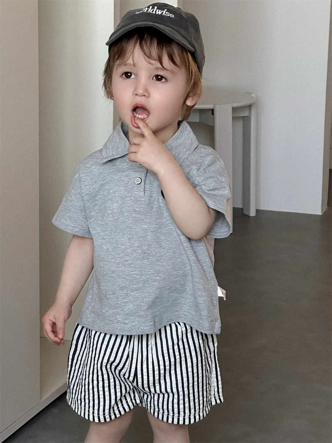 Kids Blue Polo Shorts Set Korean Style Summer Boys 2026