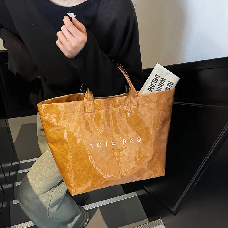 Vintage Brown Large Capacity Tote Bag for Women - Image 8