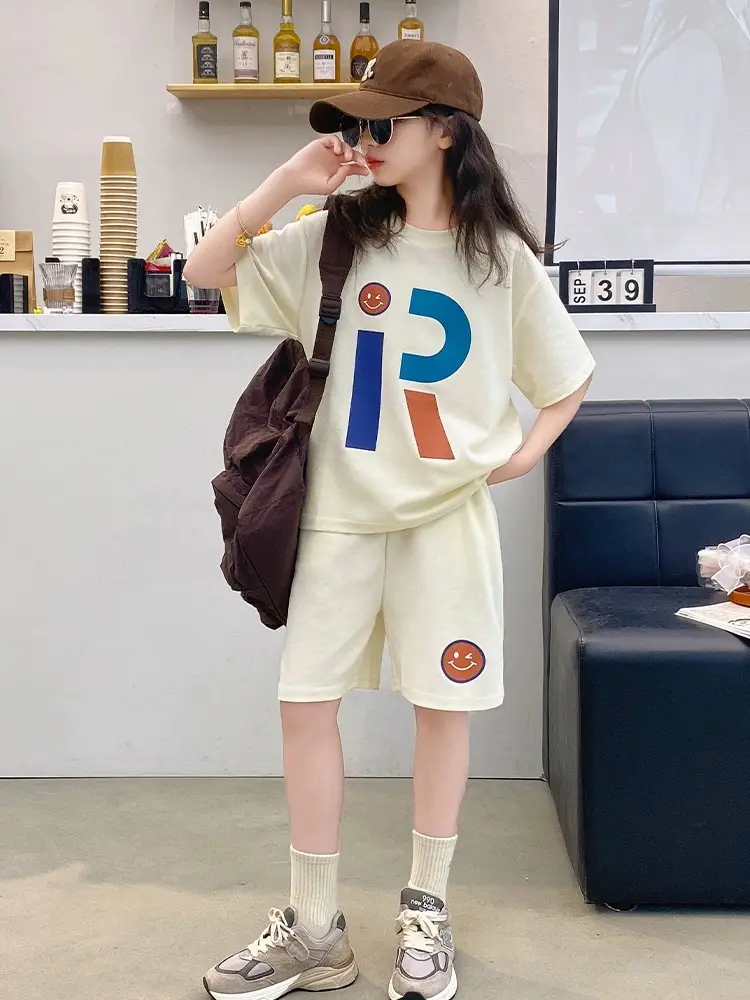 Girls Summer T-Shirt Shorts Set Cream 2025 - Image 4