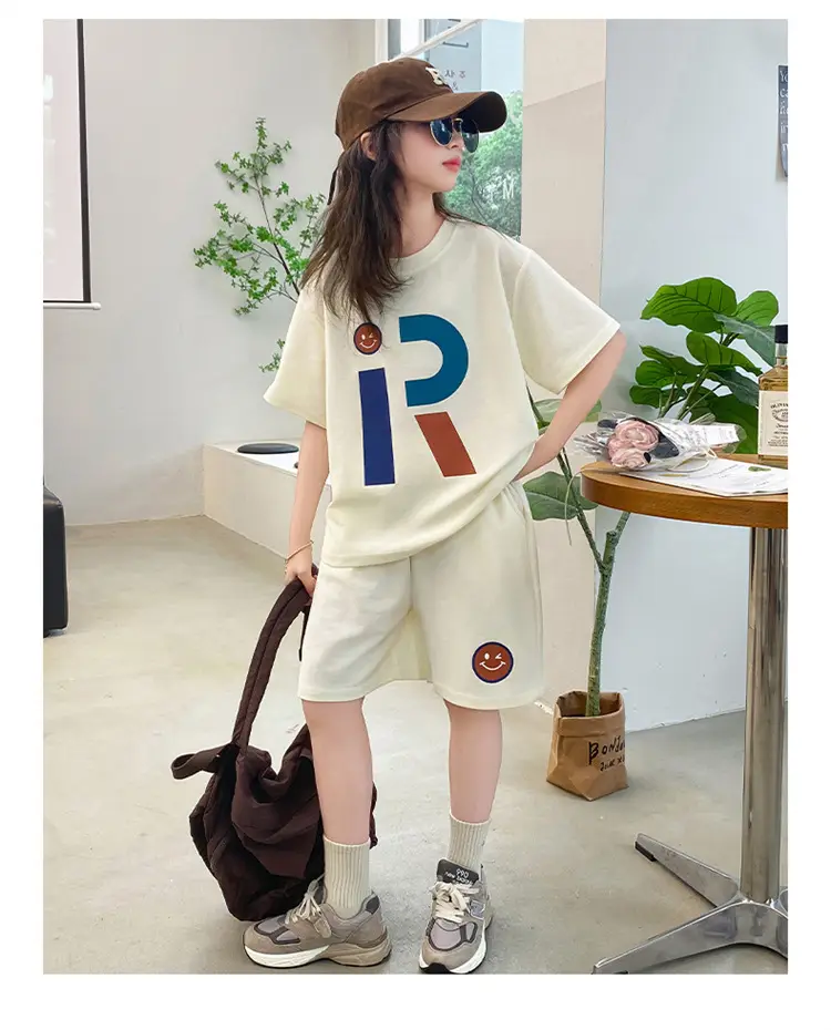 Girls Summer T-Shirt Shorts Set Cream 2025 — feature 18
