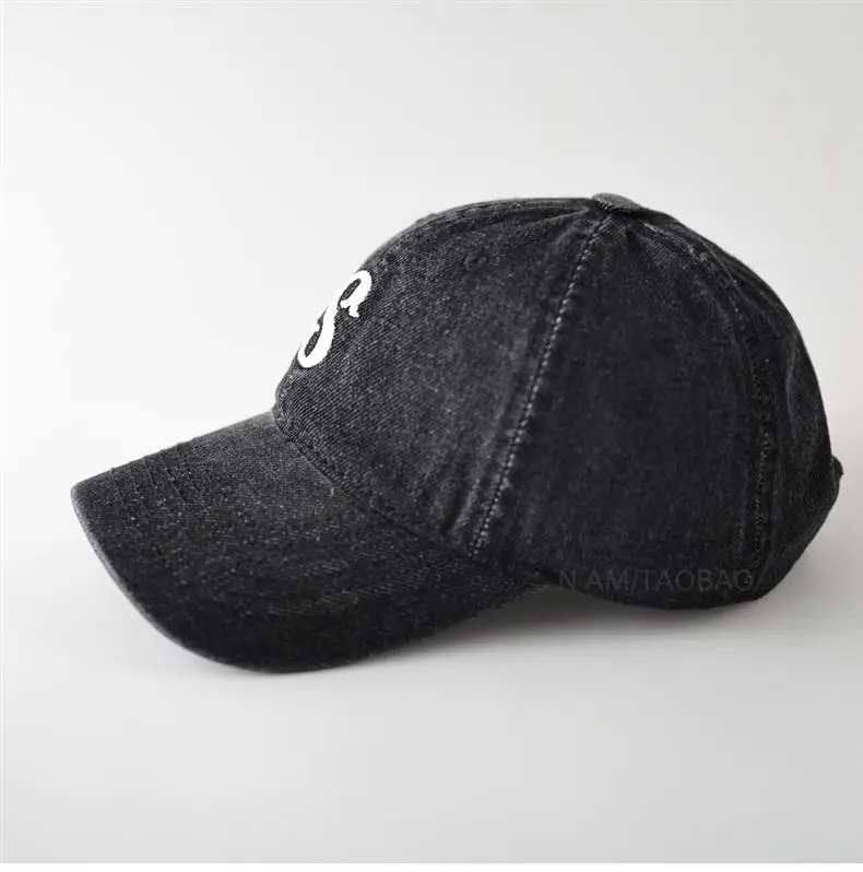Men Blue Denim Baseball Cap with Letter S — feature 7