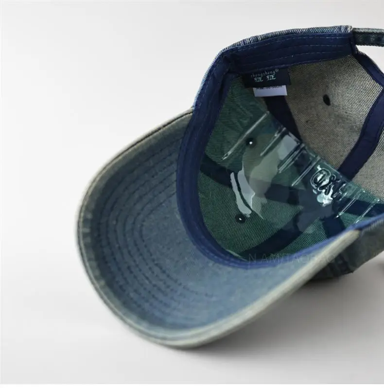 Men Blue Denim Baseball Cap with Letter S — feature 8