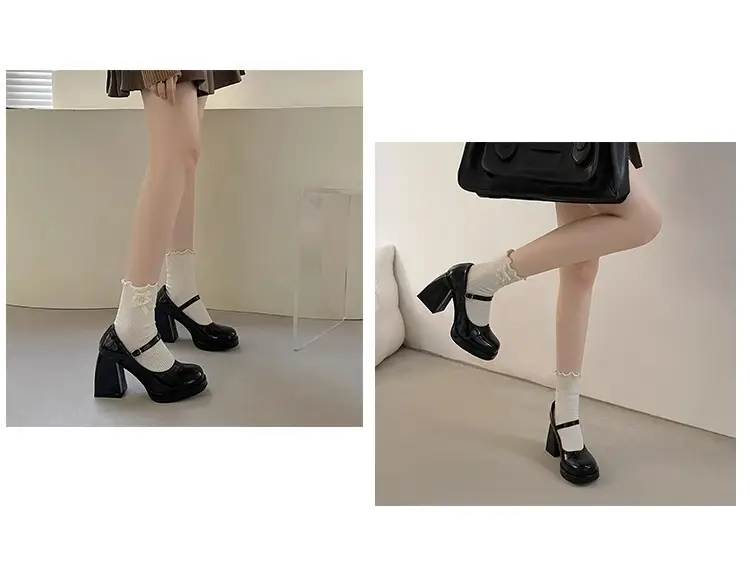 Women's Square Toe Super High Heel Patent Leather Mary Jane Shoes — feature 5