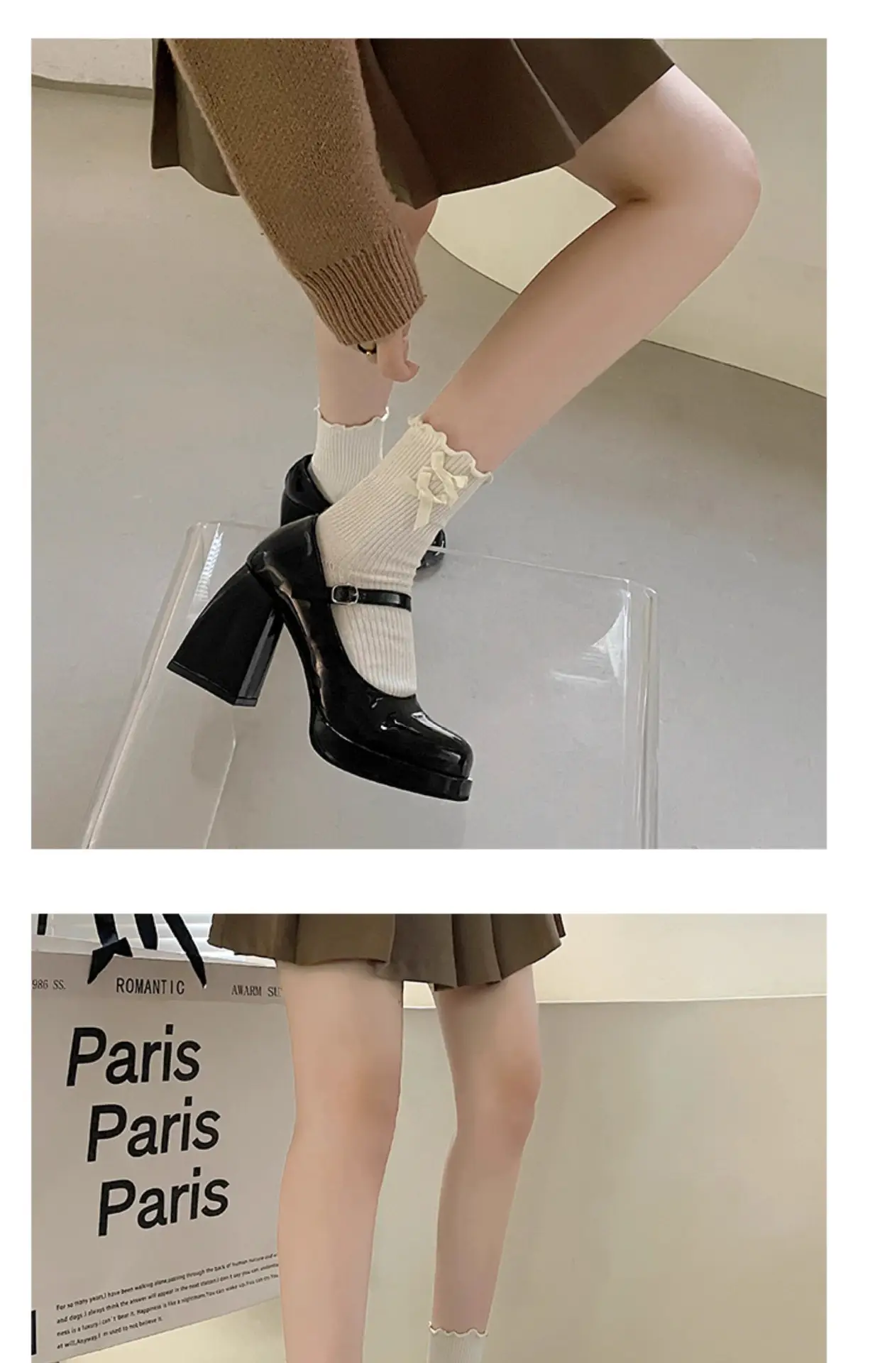 Women's Square Toe Super High Heel Patent Leather Mary Jane Shoes — feature 6