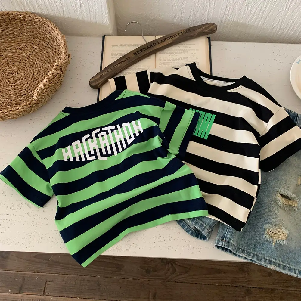 Boys Striped T-Shirt Short Sleeve Summer Wear - Image 3