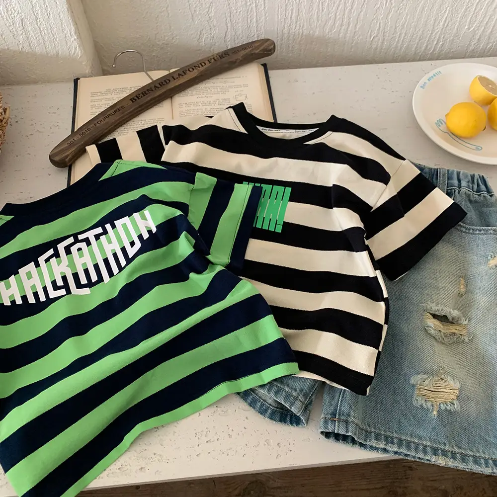 Boys Striped T-Shirt Short Sleeve Summer Wear - Image 4