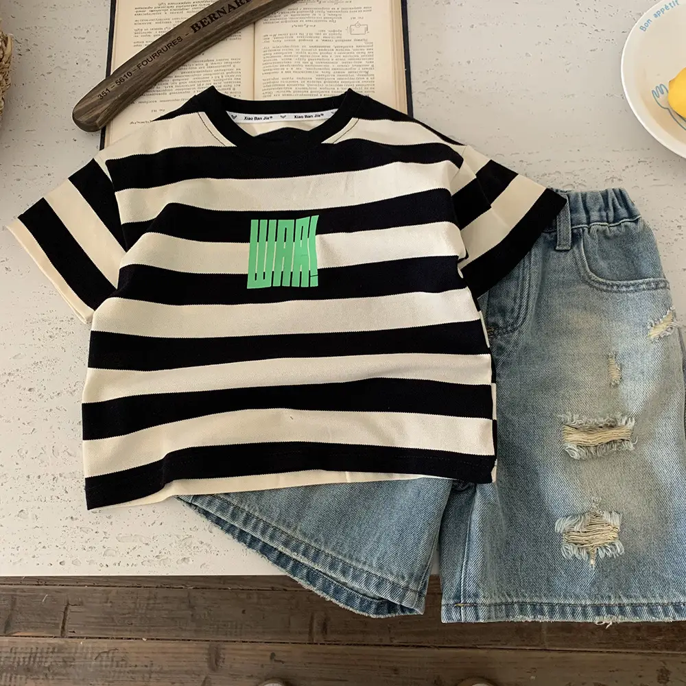 Boys Striped T-Shirt Short Sleeve Summer Wear - Image 5