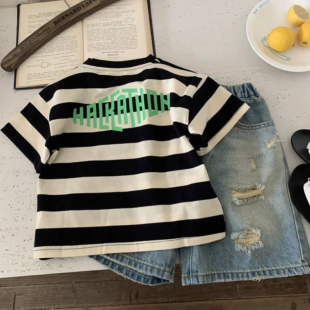 Boys Striped T-Shirt Short Sleeve Summer Wear — feature 9