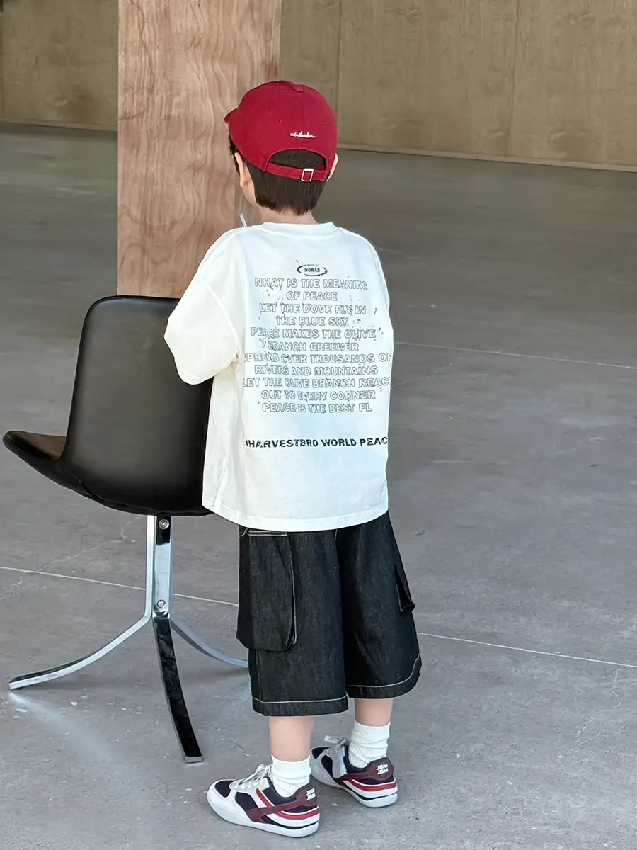 Boys Cotton Top Shirt Black White Summer 2026 - Image 5