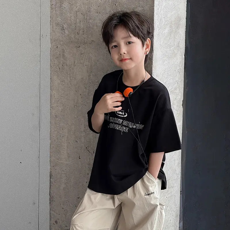Boys Cotton Top Shirt Black White Summer 2026 - Image 2
