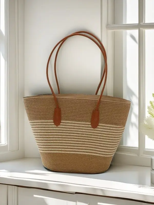 Striped Straw Woven Bag for Women Summer Large Capacity - Image 12