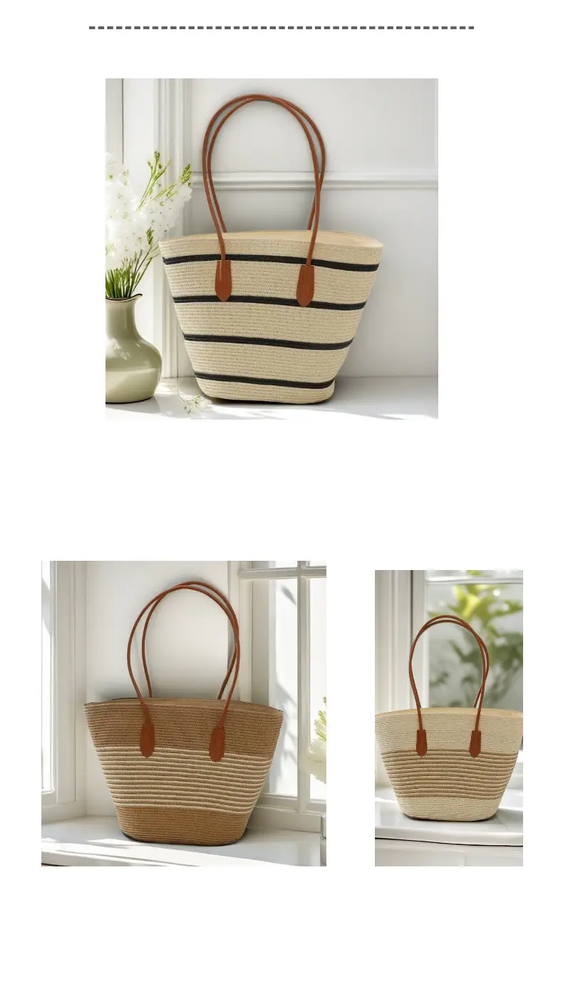 Striped Straw Woven Bag for Women Summer Large Capacity — feature 16