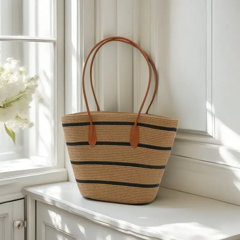 Striped Straw Woven Bag for Women Summer Large Capacity - Image 7
