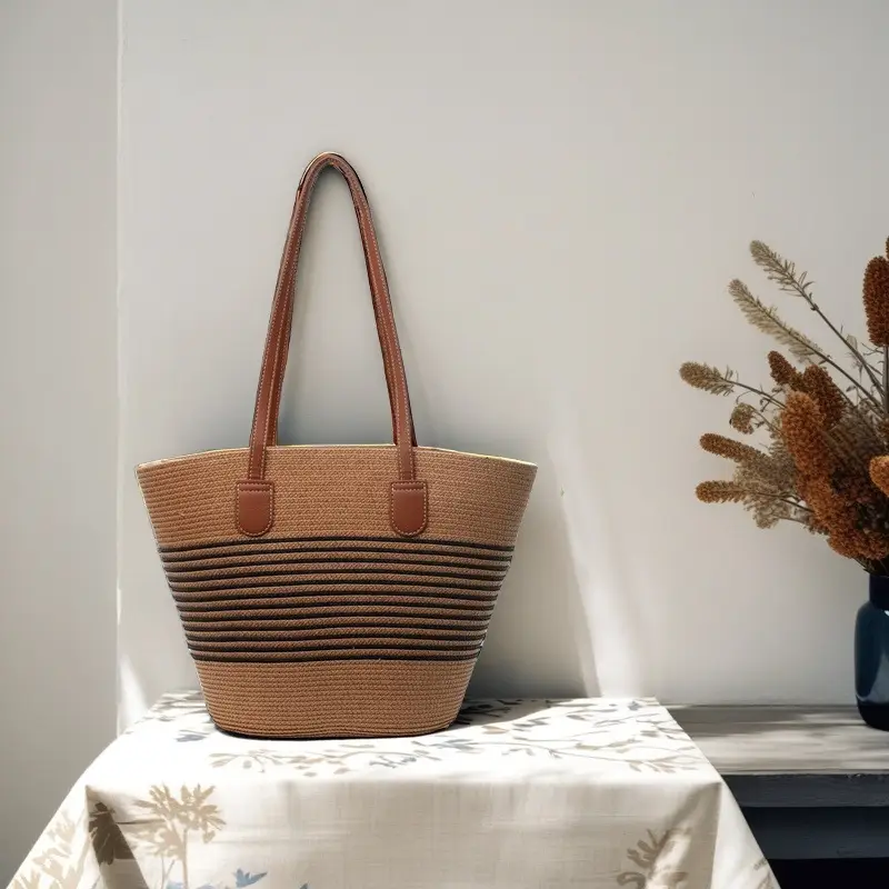 Striped Straw Woven Bag for Women Summer Large Capacity - Image 8