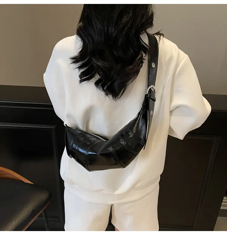 Women's Silver Crossbody Bag with Leather Jacket — feature 13