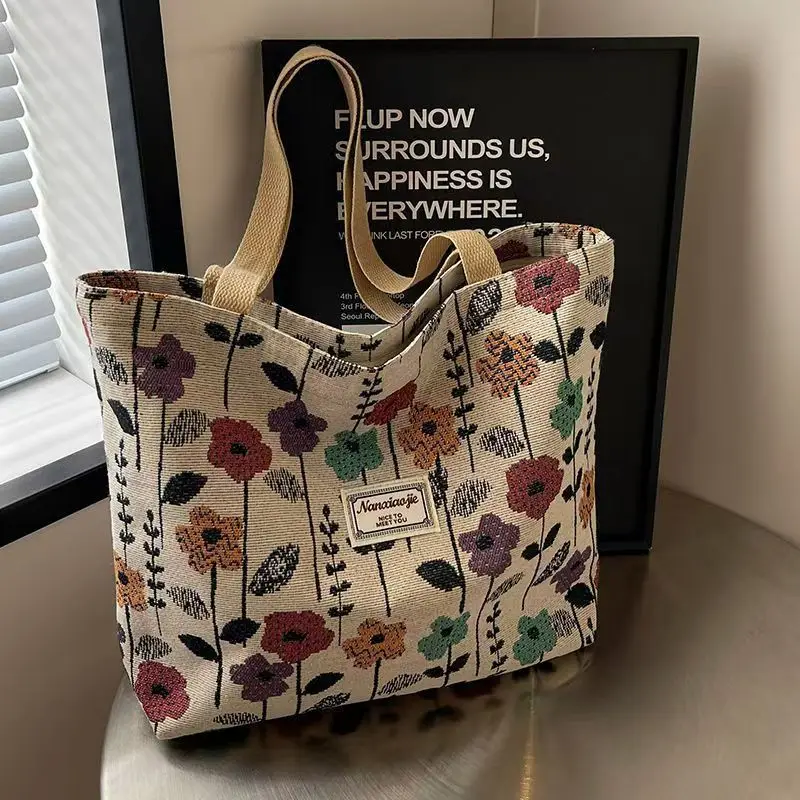 Canvas Floral Tote Bag Large Capacity Women — feature 12