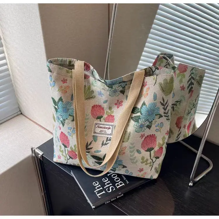 Canvas Floral Tote Bag Large Capacity Women — feature 18