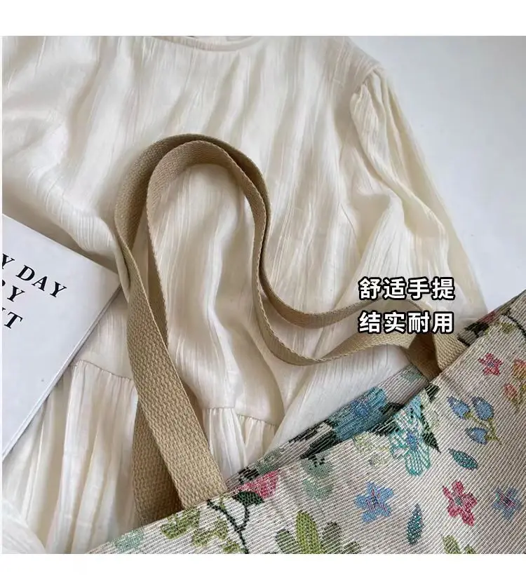 Canvas Floral Tote Bag Large Capacity Women — feature 4
