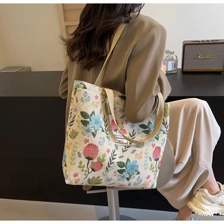 Canvas Floral Tote Bag Large Capacity Women — feature 7