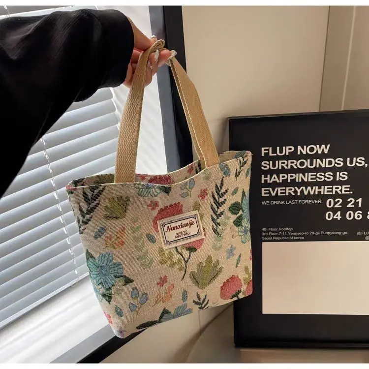 Canvas Floral Tote Bag Large Capacity Women — feature 8