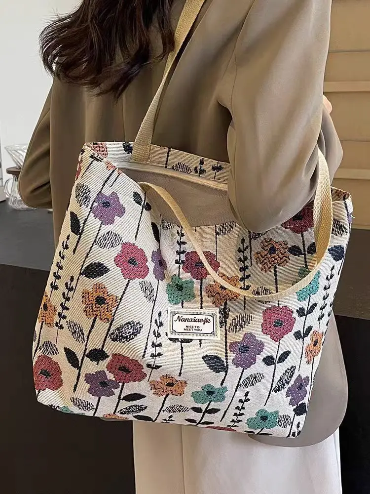 Canvas Floral Tote Bag Large Capacity Women — feature 9