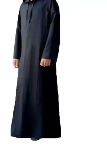 2022 New Muslim Robe Long Hooded Shirt Black - Image 2