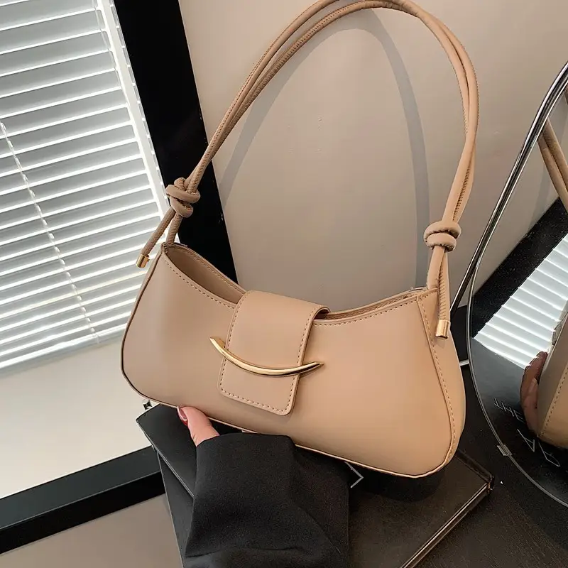 Retro French Style Shoulder Bag Beige 2025 - Image 5