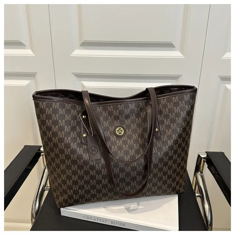 Women's Black Checkered Check Tote Bag Large Capacity — feature 12
