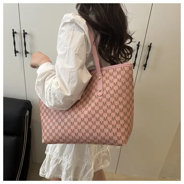 Women's Black Checkered Check Tote Bag Large Capacity — feature 15